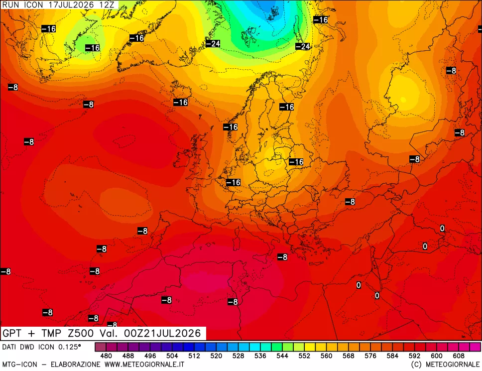 mappa 500 hPa GPT + Temp