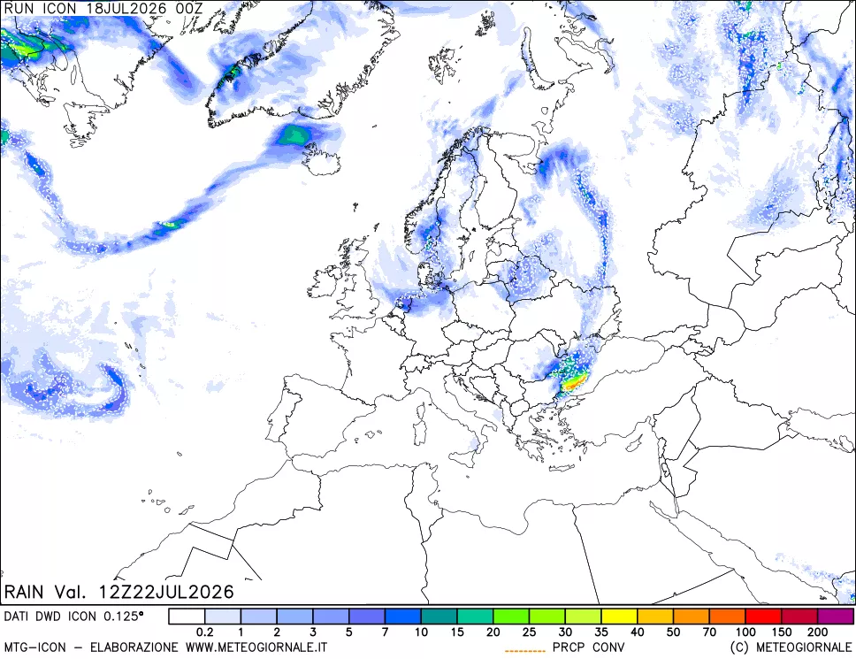 mappa Precipitazioni 24 ore precedenti