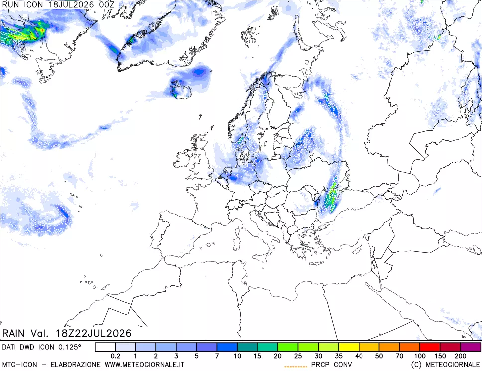 mappa Precipitazioni 24 ore precedenti