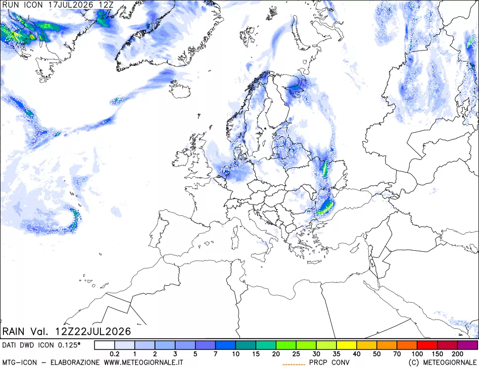 mappa Precipitazioni 24 ore precedenti