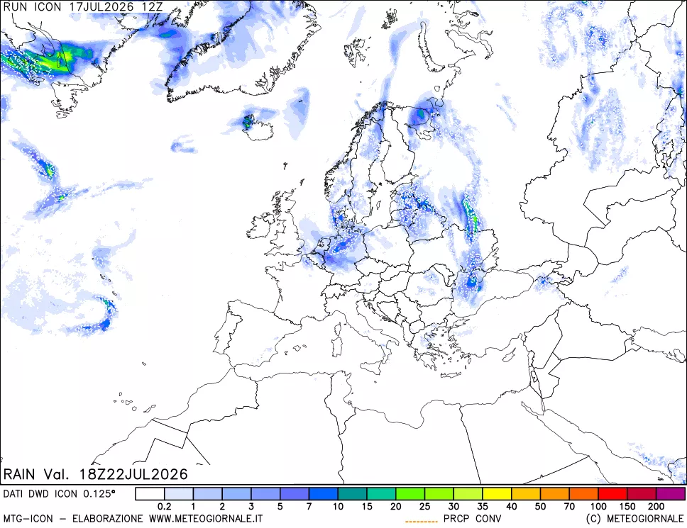 mappa Precipitazioni 24 ore precedenti