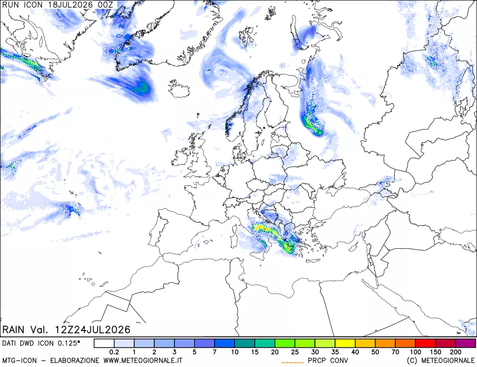 mappa Precipitazioni 24 ore precedenti