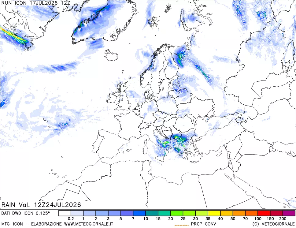 mappa Precipitazioni 24 ore precedenti