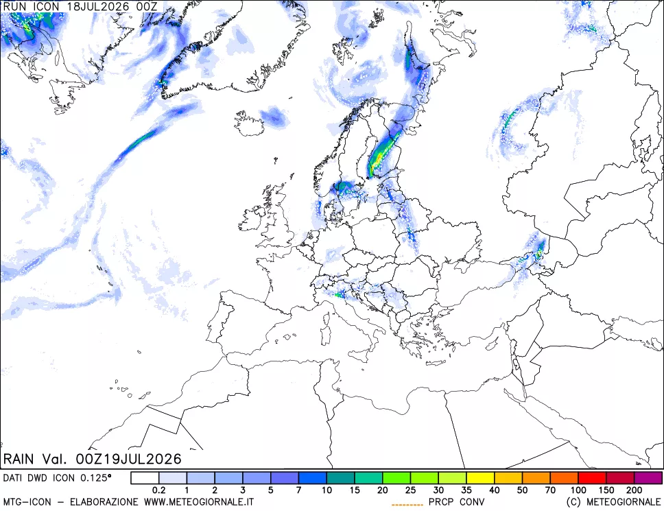 mappa Precipitazioni 24 ore precedenti