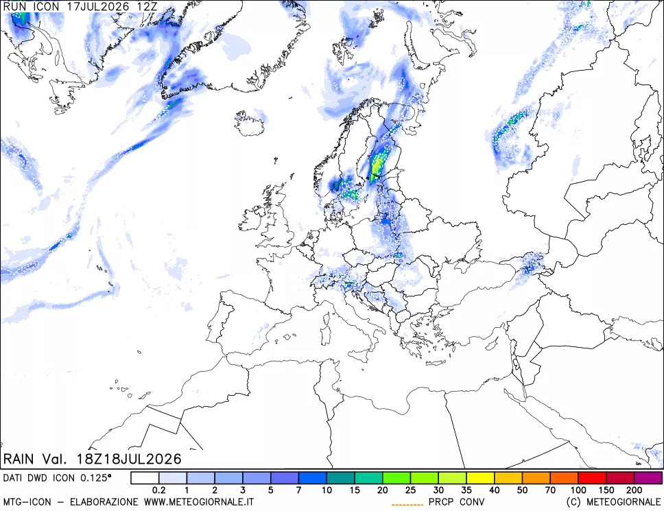mappa Precipitazioni 24 ore precedenti