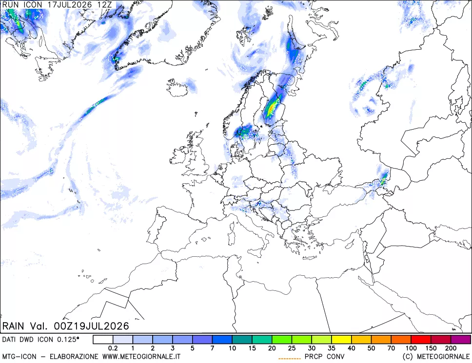 mappa Precipitazioni 24 ore precedenti