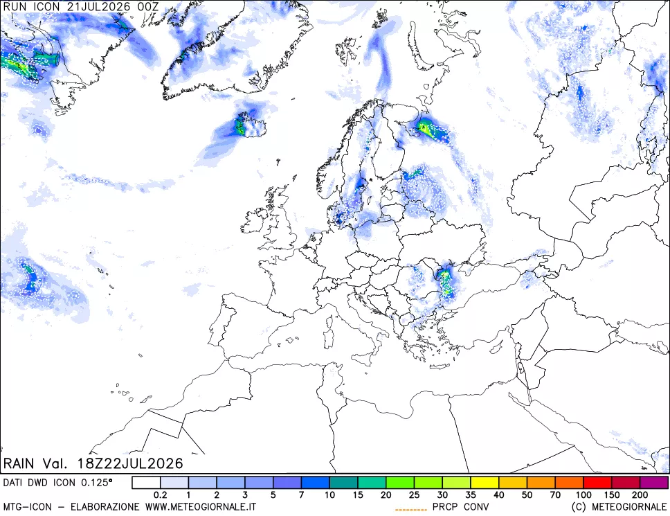 mappa Precipitazioni 24 ore precedenti