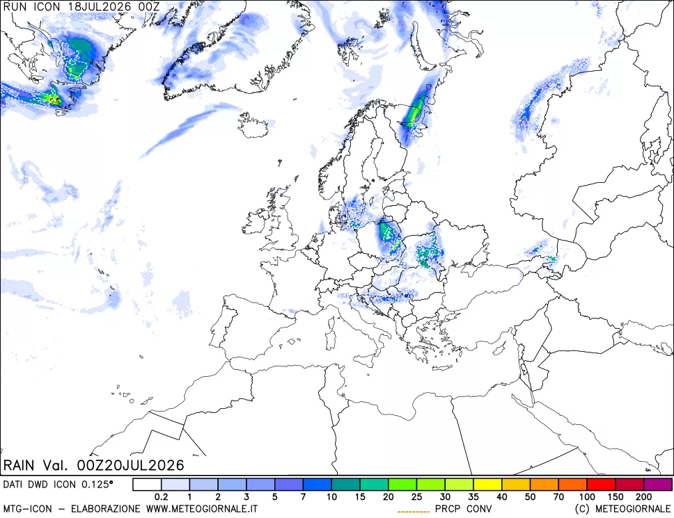 mappa Precipitazioni 24 ore precedenti