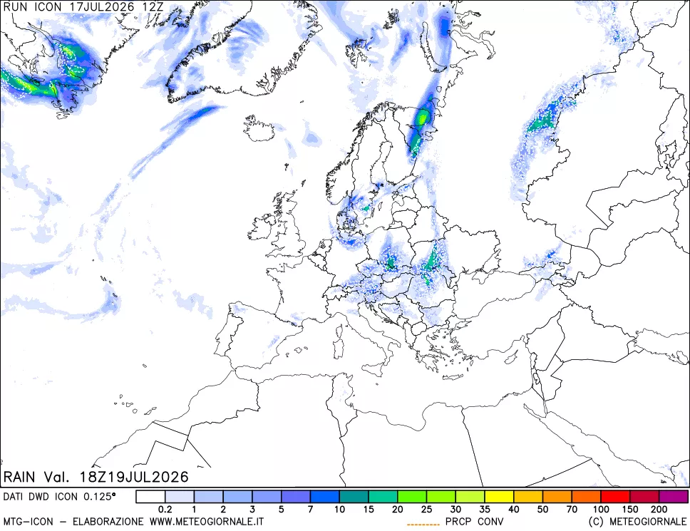 mappa Precipitazioni 24 ore precedenti