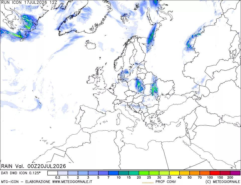 mappa Precipitazioni 24 ore precedenti