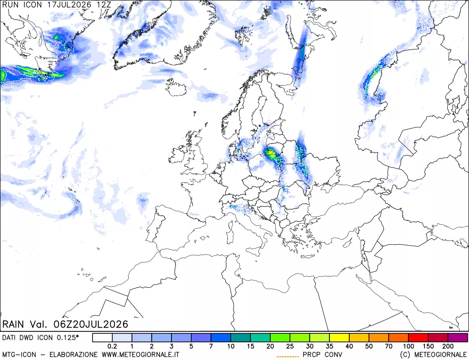 mappa Precipitazioni 24 ore precedenti