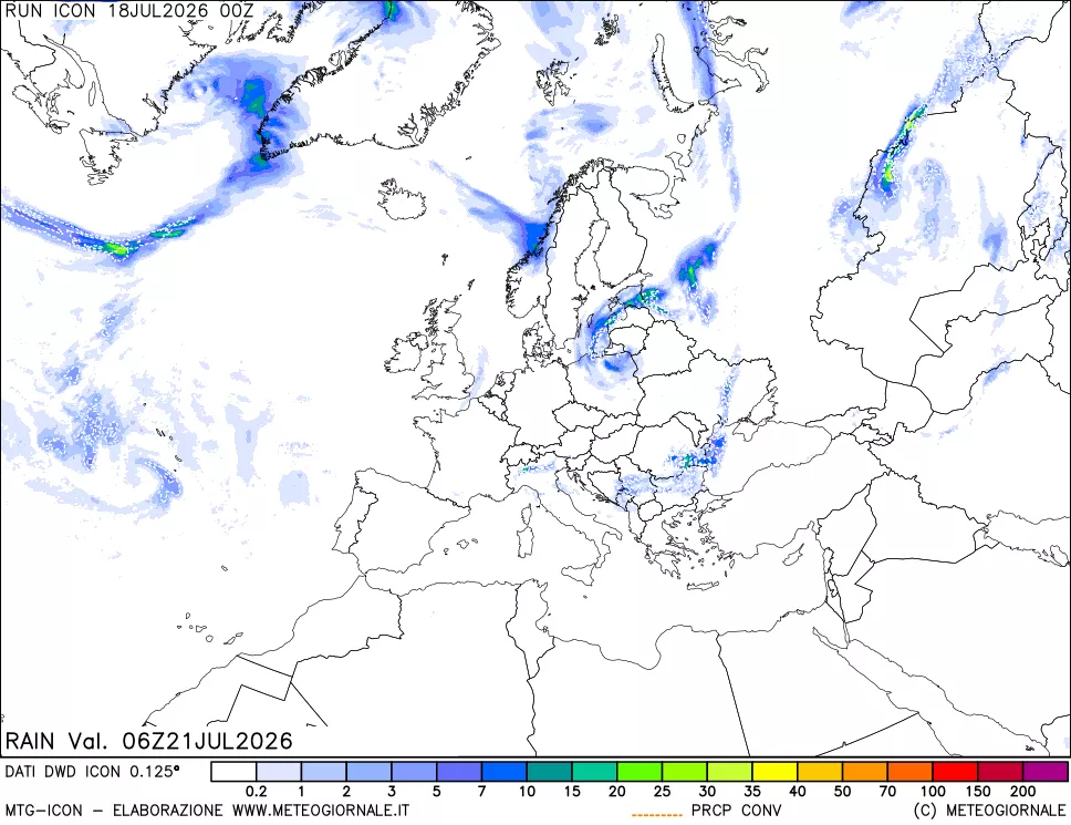 mappa Precipitazioni 24 ore precedenti