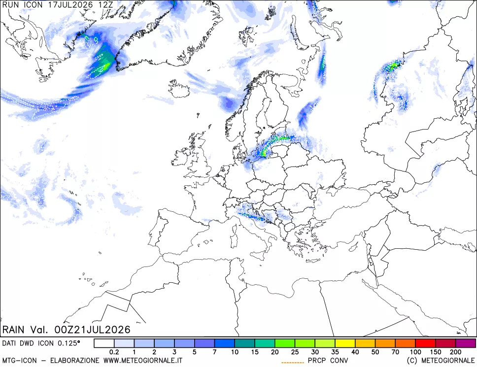 mappa Precipitazioni 24 ore precedenti