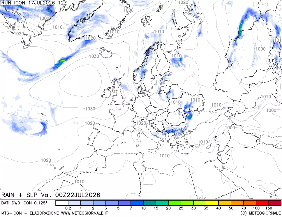 mappa Precipitazioni e pressione SLM
