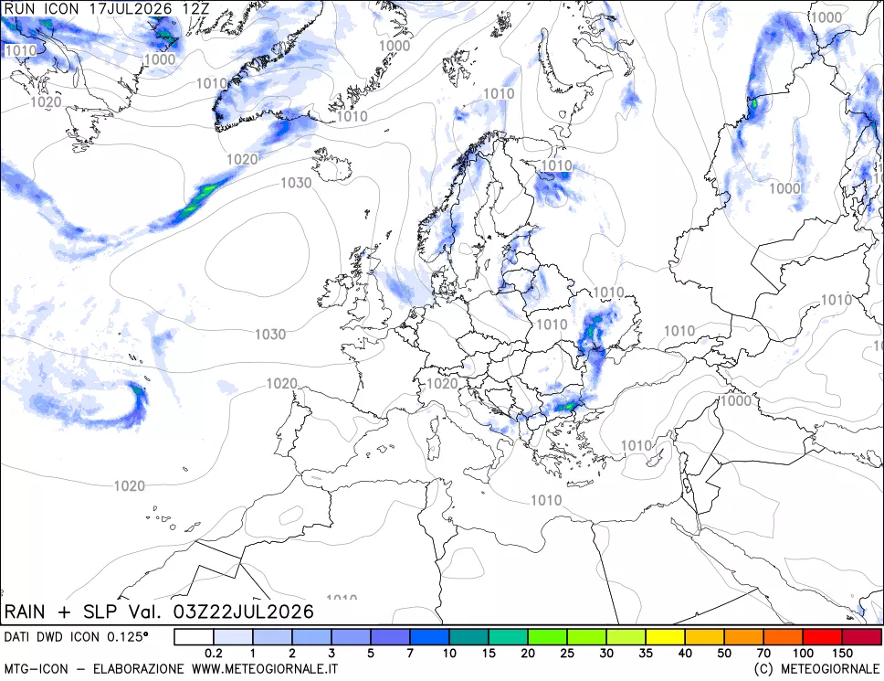 mappa Precipitazioni e pressione SLM
