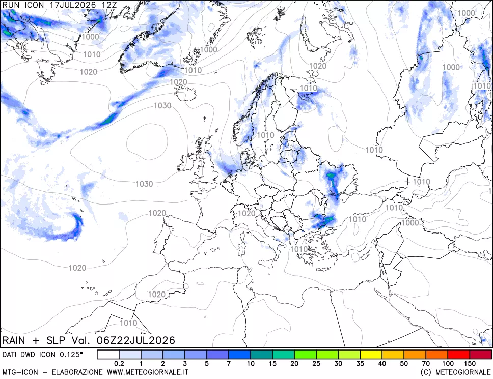mappa Precipitazioni e pressione SLM