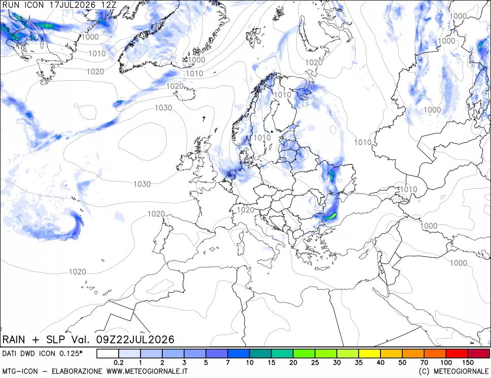 mappa Precipitazioni e pressione SLM