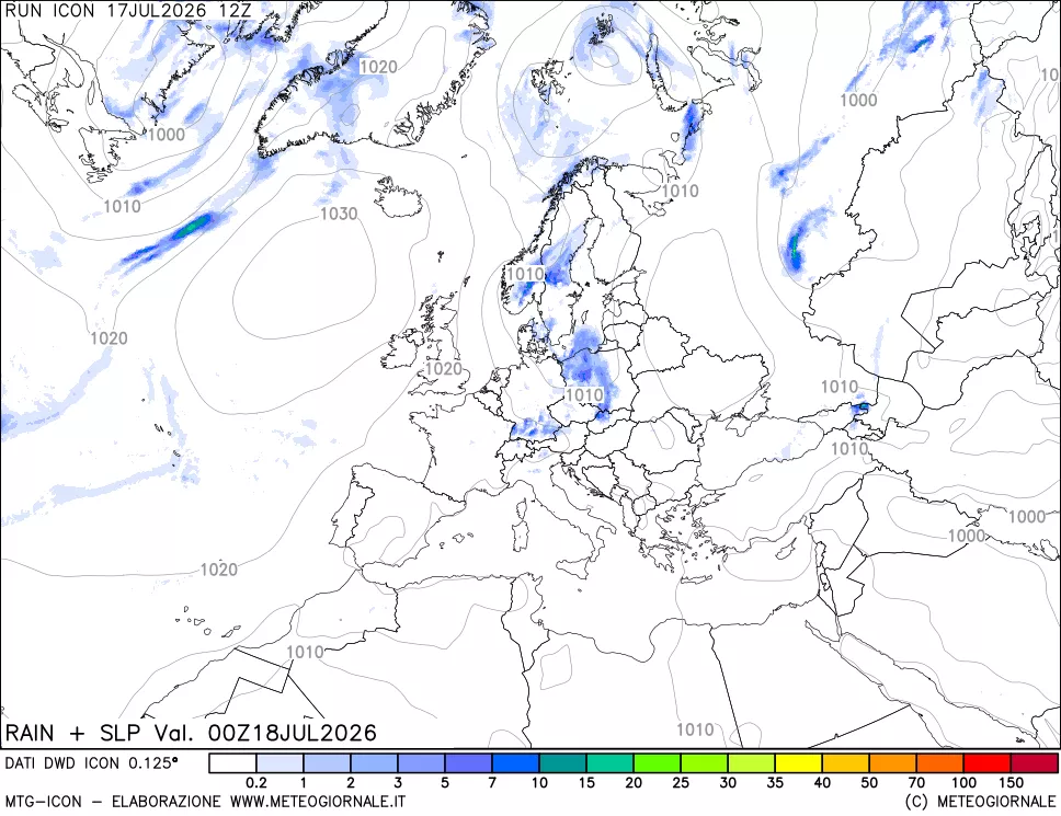 mappa Precipitazioni e pressione SLM