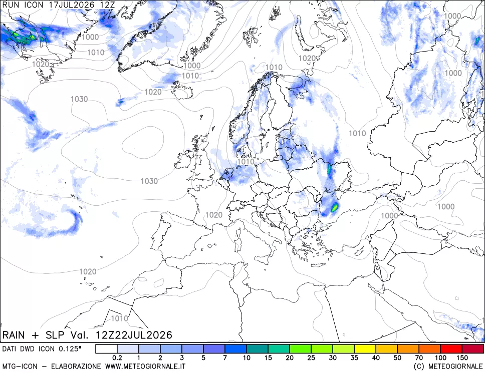 mappa Precipitazioni e pressione SLM