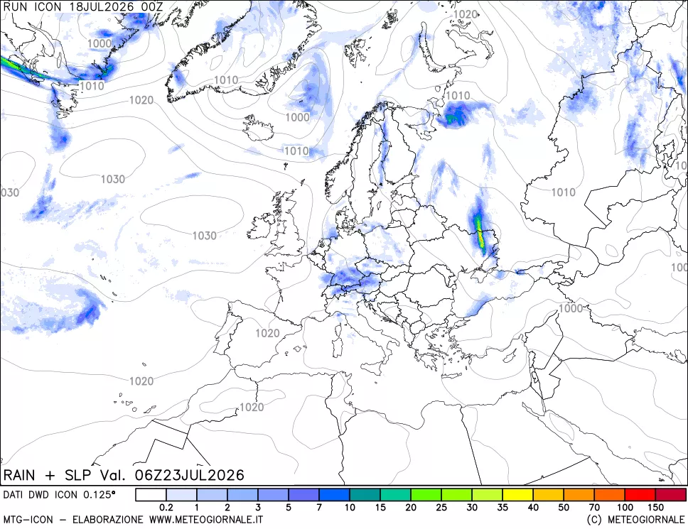 mappa Precipitazioni e pressione SLM