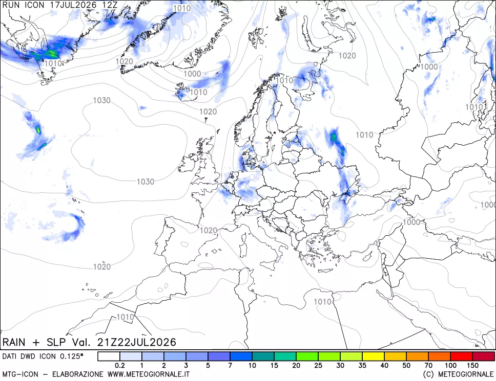 mappa Precipitazioni e pressione SLM