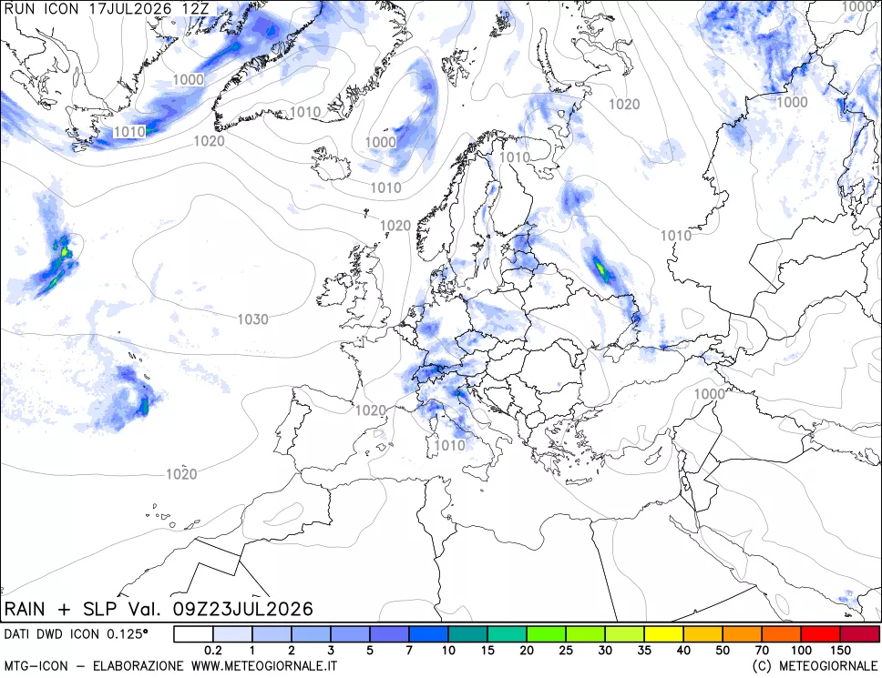 mappa Precipitazioni e pressione SLM