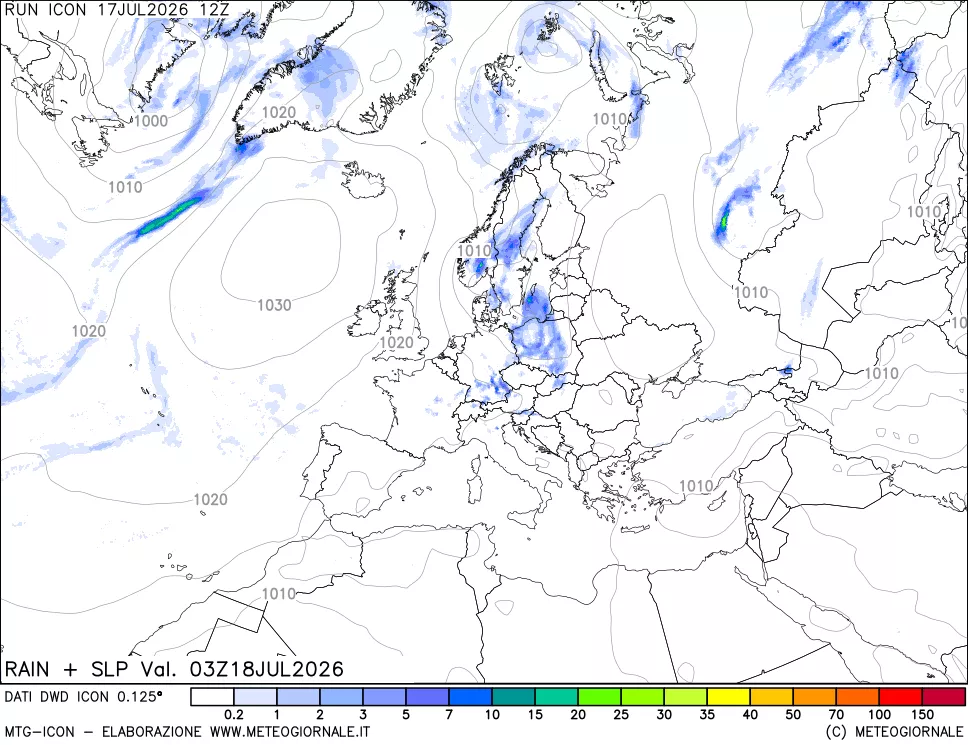 mappa Precipitazioni e pressione SLM