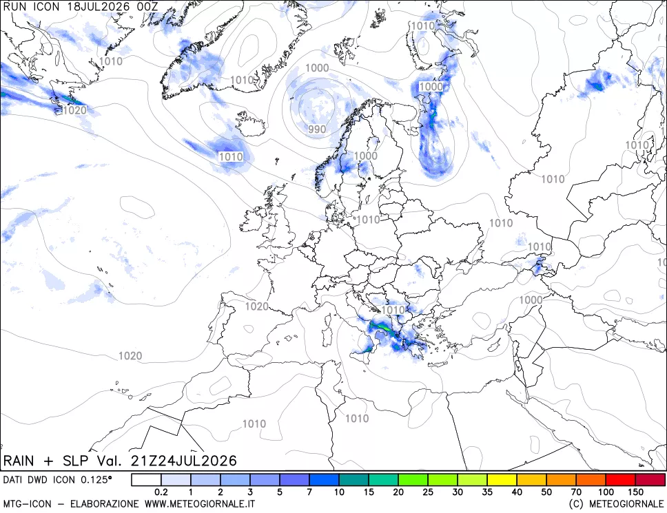 mappa Precipitazioni e pressione SLM