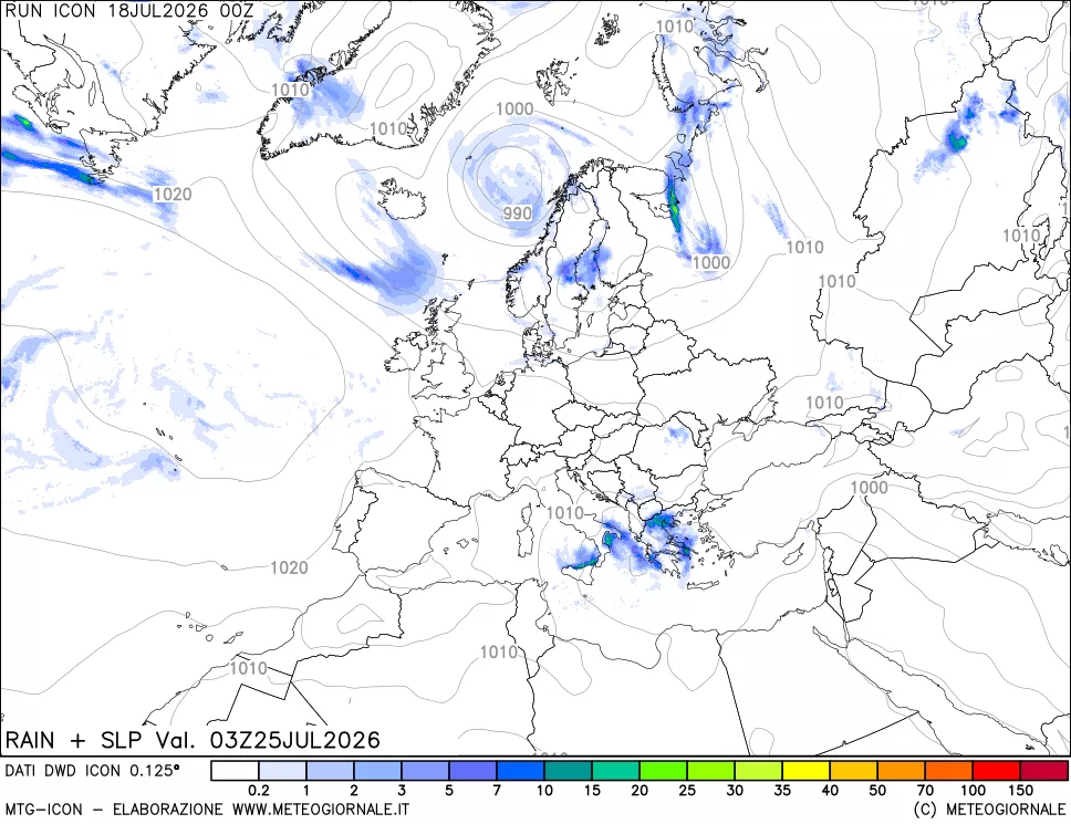 mappa Precipitazioni e pressione SLM