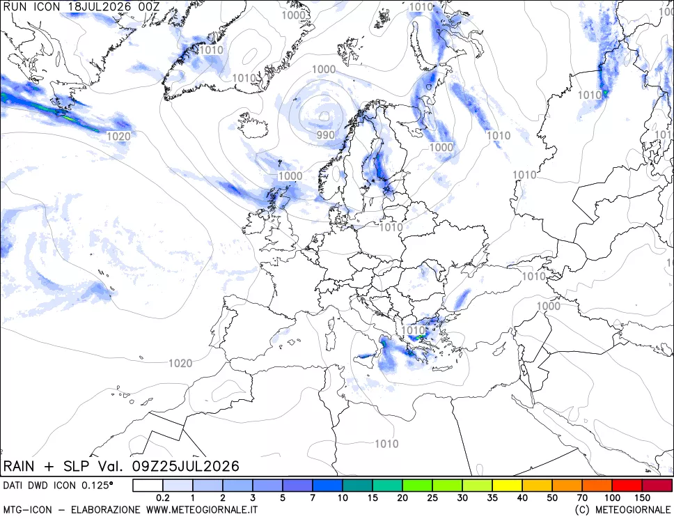mappa Precipitazioni e pressione SLM