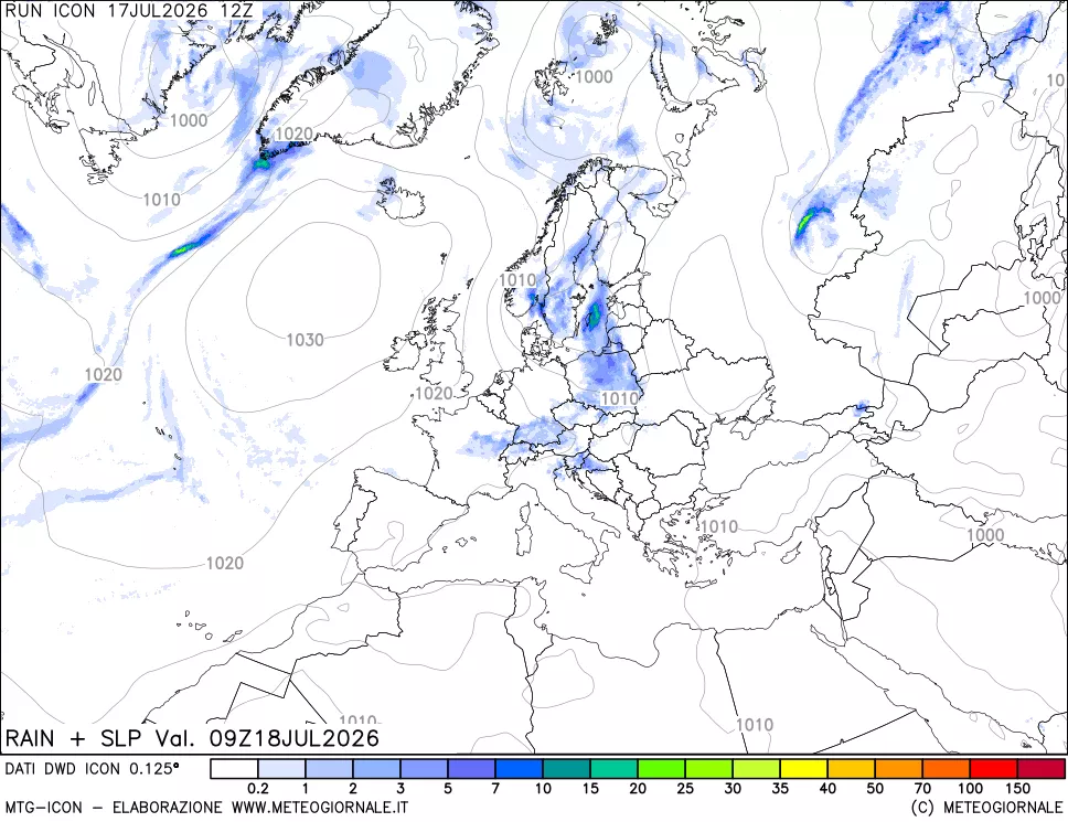 mappa Precipitazioni e pressione SLM