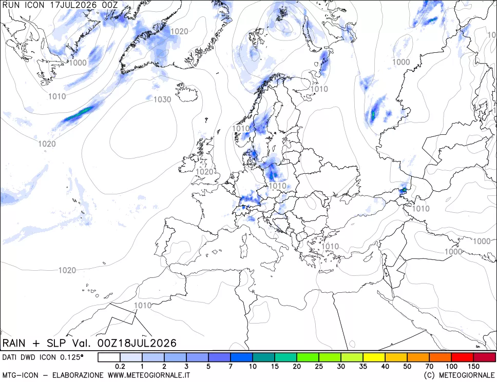 mappa Precipitazioni e pressione SLM