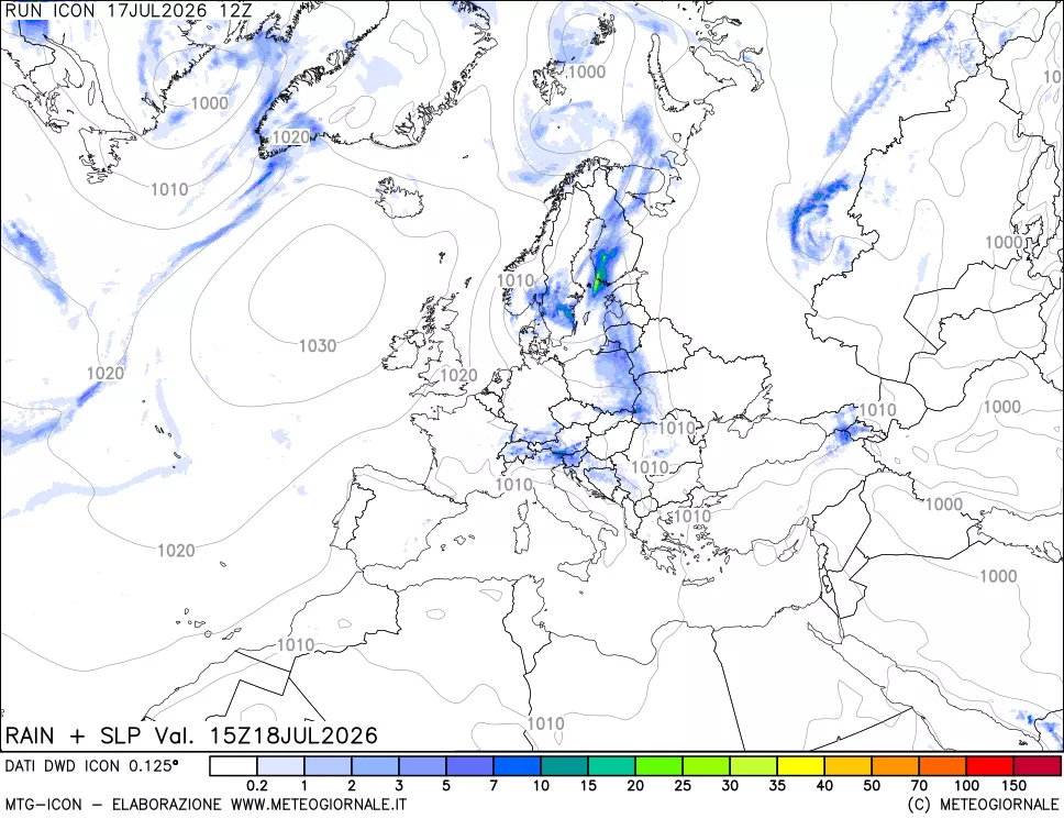mappa Precipitazioni e pressione SLM