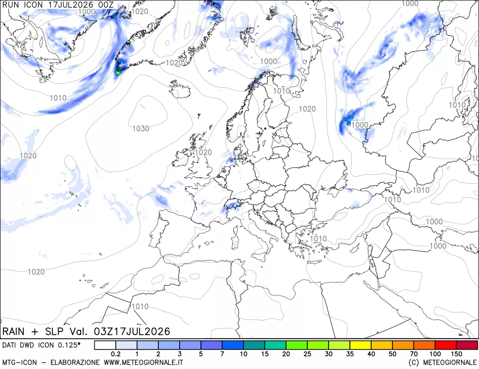 mappa Precipitazioni e pressione SLM