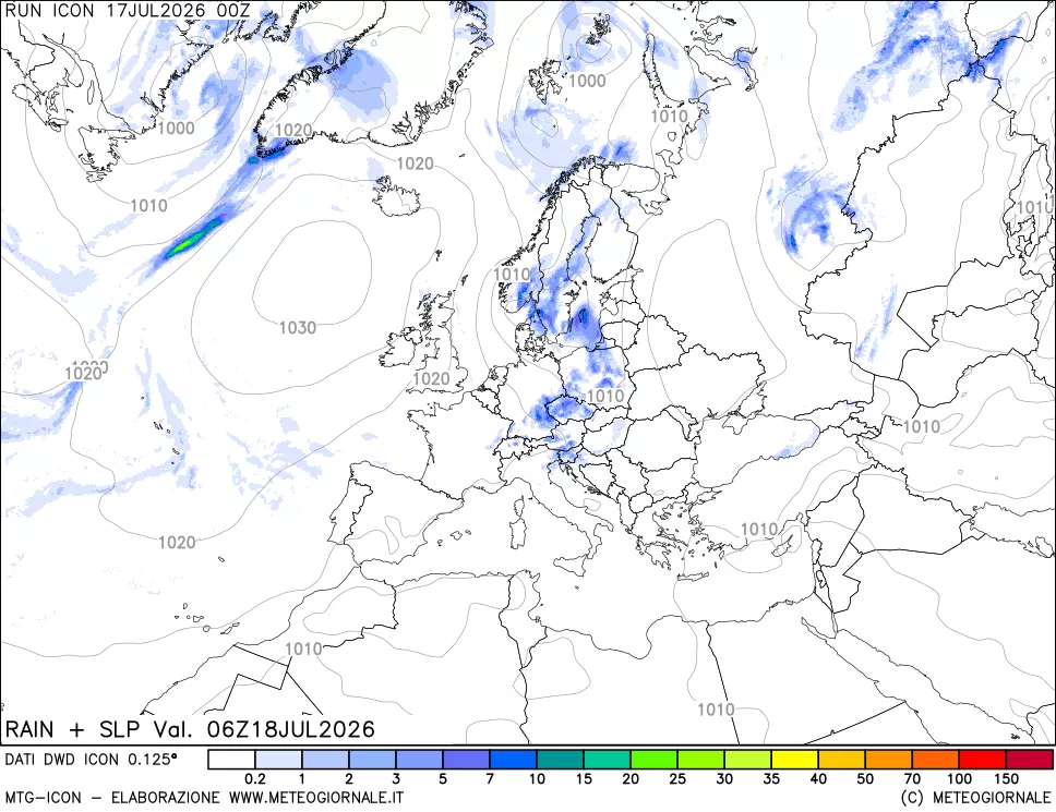 mappa Precipitazioni e pressione SLM