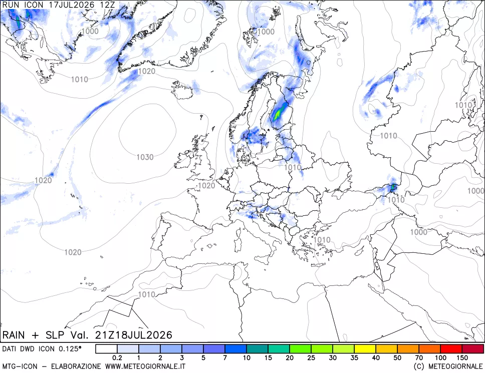 mappa Precipitazioni e pressione SLM