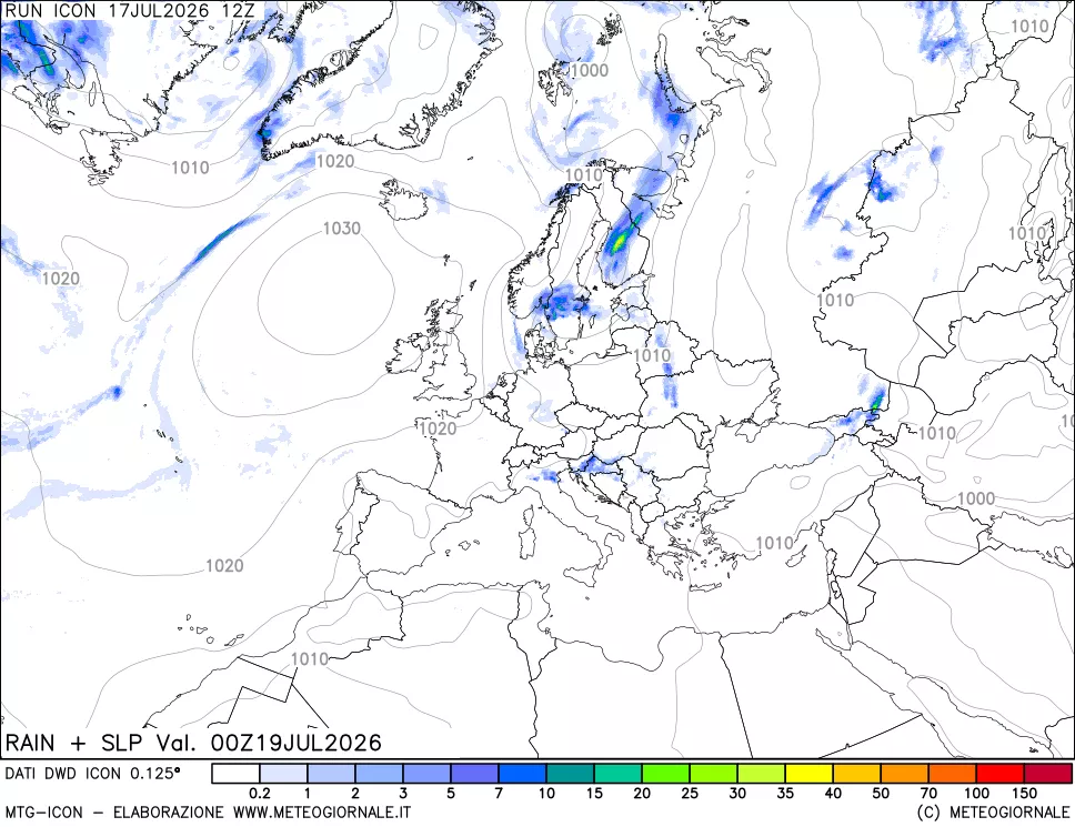 mappa Precipitazioni e pressione SLM