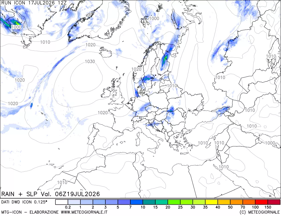 mappa Precipitazioni e pressione SLM