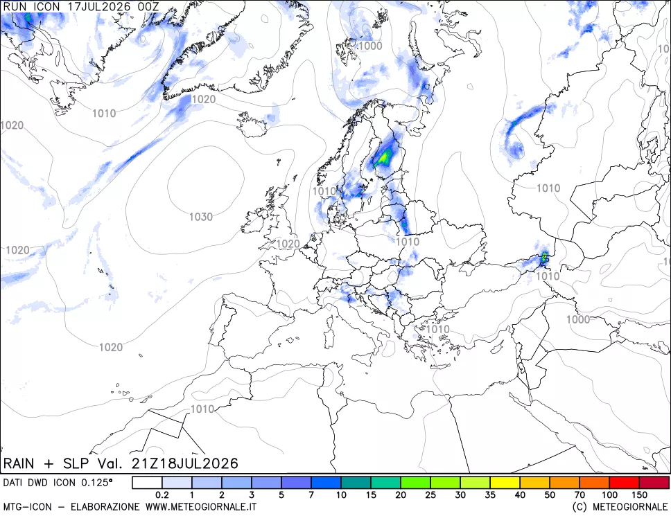 mappa Precipitazioni e pressione SLM