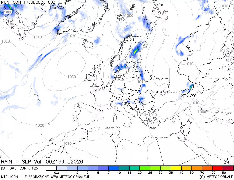mappa Precipitazioni e pressione SLM