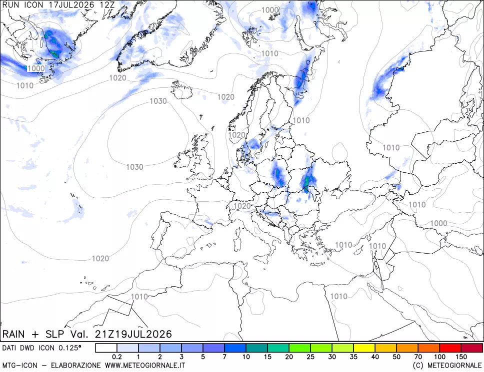 mappa Precipitazioni e pressione SLM