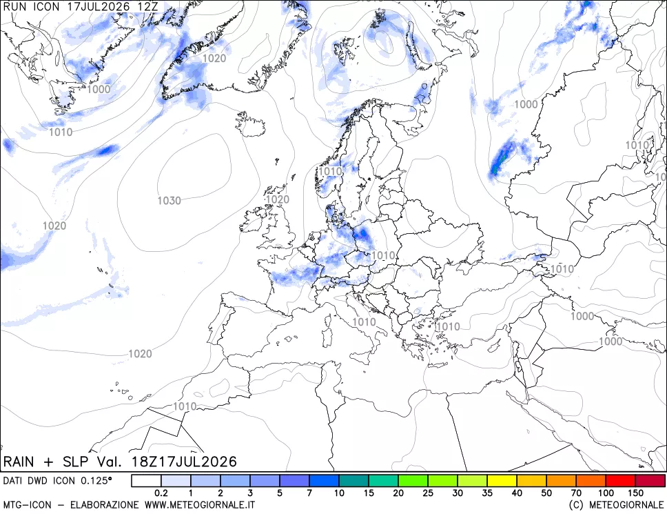 mappa Precipitazioni e pressione SLM