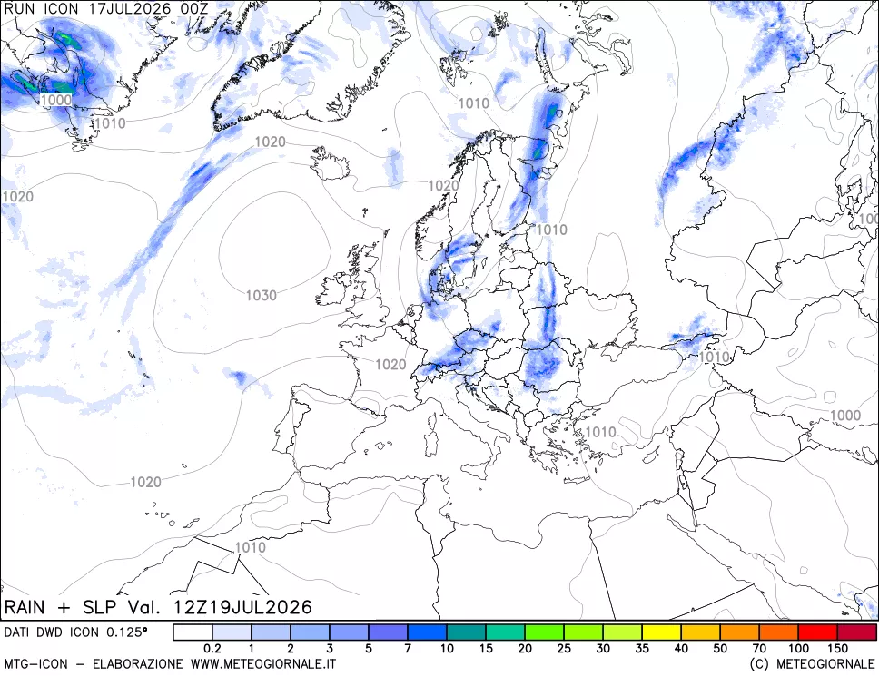 mappa Precipitazioni e pressione SLM