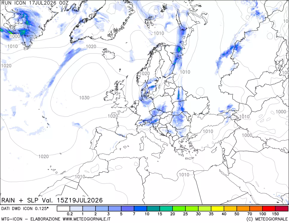 mappa Precipitazioni e pressione SLM