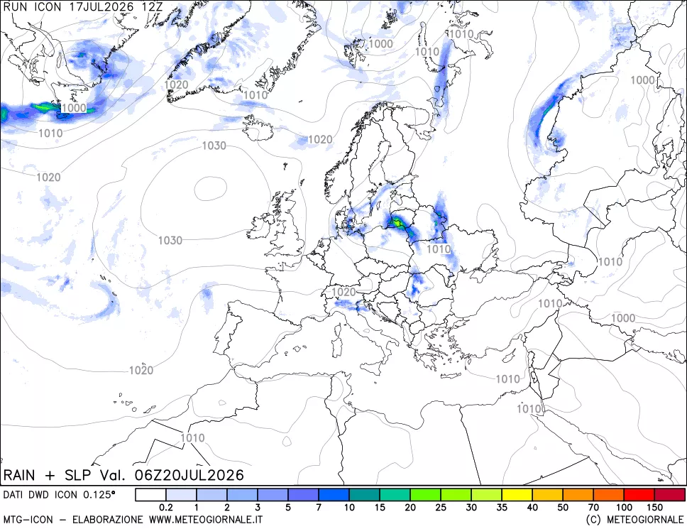 mappa Precipitazioni e pressione SLM