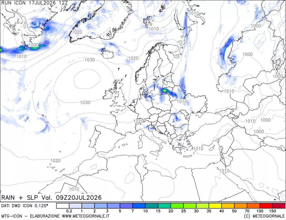 mappa Precipitazioni e pressione SLM