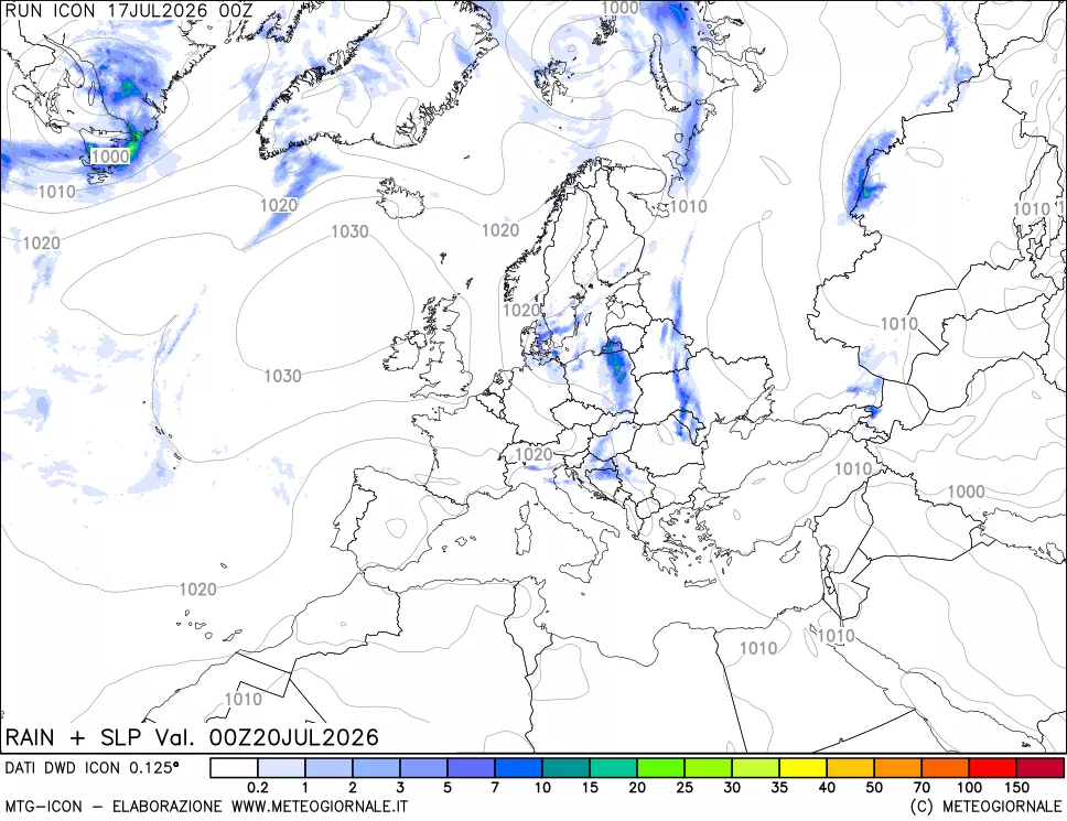 mappa Precipitazioni e pressione SLM