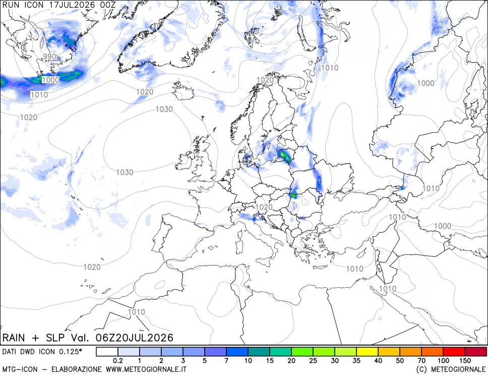 mappa Precipitazioni e pressione SLM