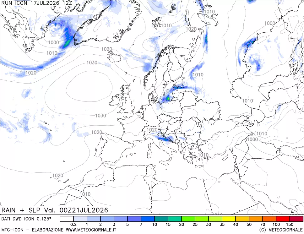 mappa Precipitazioni e pressione SLM