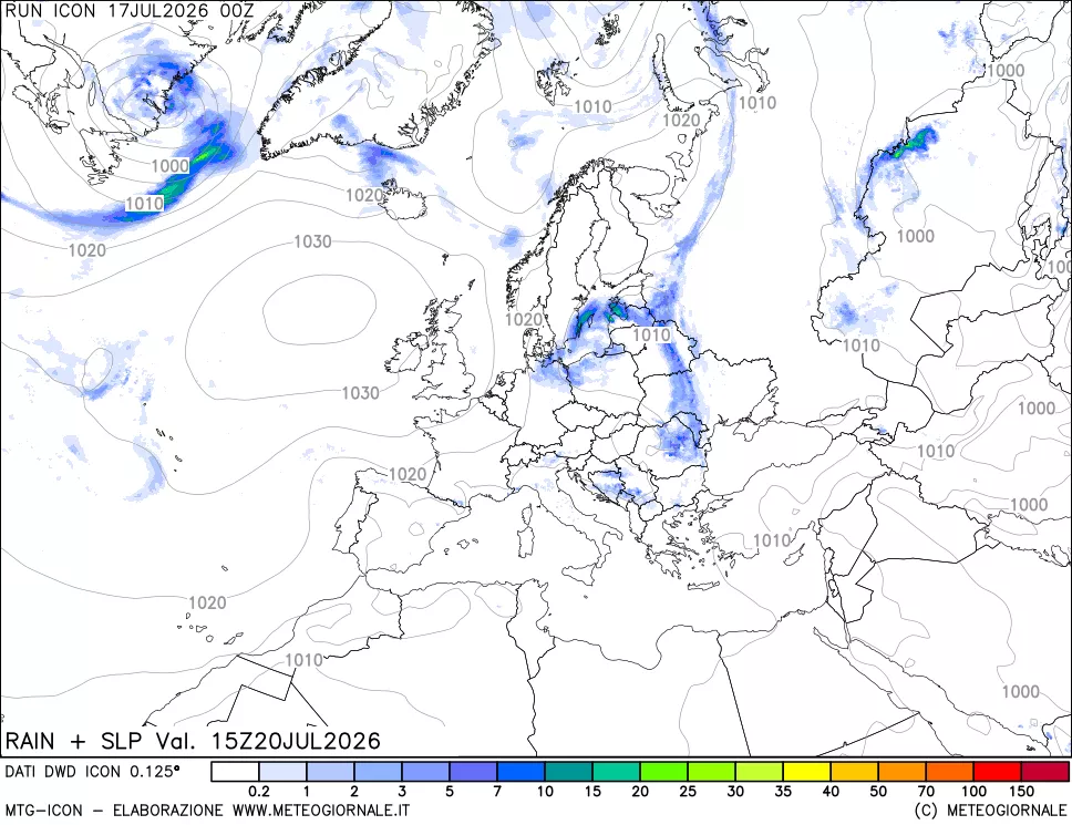 mappa Precipitazioni e pressione SLM